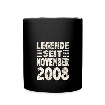 November 2008 Legende seit 15 Jahren Mann Frau - Tasse einfarbig - Schwarz - Vorne