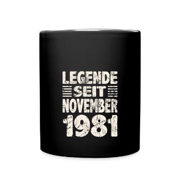 November 1981 Legende seit 42 Jahren Mann Frau - Tasse einfarbig - Schwarz - Vorne