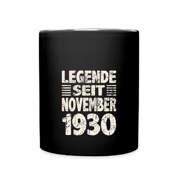 November 1930 Legende seit 93 Jahren Mann Frau - Tasse einfarbig - Schwarz - Vorne