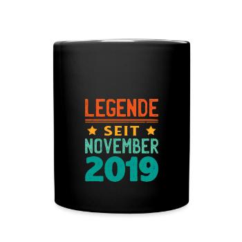 November 2019 Legende seit 4 Jahren Mann Frau - Tasse einfarbig - Schwarz - Vorne