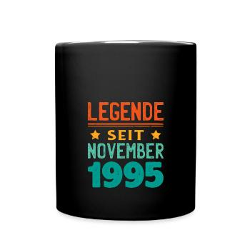 November 1995 Legende seit 28 Jahren Mann Frau - Tasse einfarbig - Schwarz - Vorne