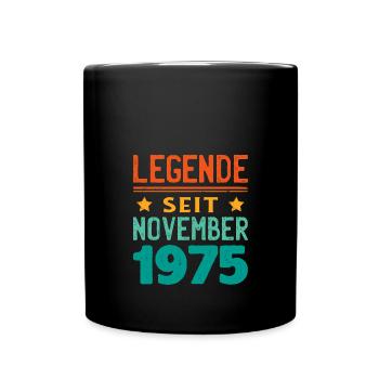 November 1975 Legende seit 48 Jahren Mann Frau - Tasse einfarbig - Schwarz - Vorne
