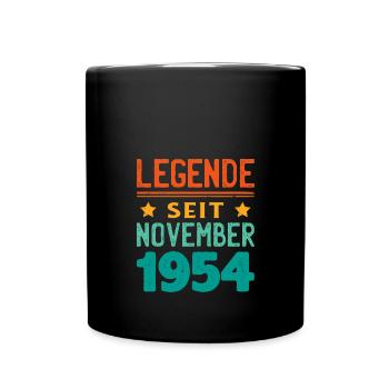 November 1954 Legende seit 69 Jahren Mann Frau - Tasse einfarbig - Schwarz - Vorne