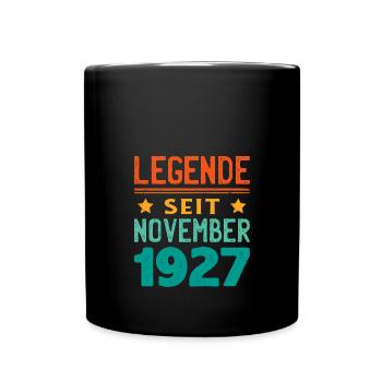 November 1927 Legende seit 96 Jahren Mann Frau - Tasse einfarbig - Schwarz - Vorne