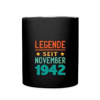 November 1942 Legende seit 81 Jahren Mann Frau - Tasse einfarbig - Schwarz - Vorne