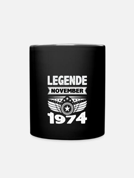 Novembre 1974 Légende depuis 49 ans homme femme - Mug uni - noir