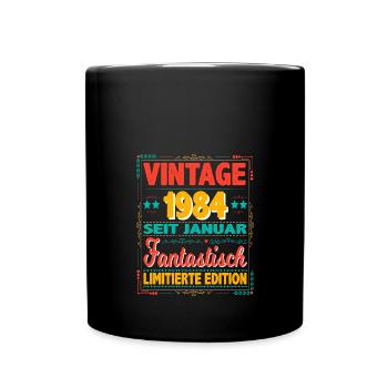 Januar 1984 Vintage Fantastisch 40 Jahren Mann - Tasse einfarbig - Schwarz - Vorne