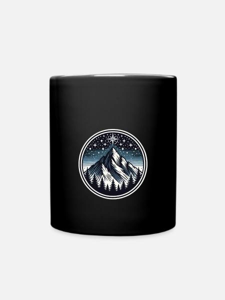 Majestätischer Berg und Sternenhimmel - Tasse einfarbig - Schwarz