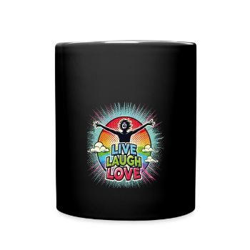 Live Laugh Love Regenbogen Design - Tasse einfarbig - Schwarz - Vorne