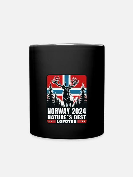 Norge 2024 Hjort Elg Natur Lofoten - Ensfarget kopp - svart