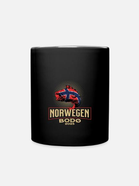 Norwegen Bodø 2025 Fischmotiv - Tasse einfarbig - Schwarz