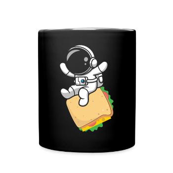 Sandwich Fast Food Astronaut Astronomy - Full Colour Mug - black - Front