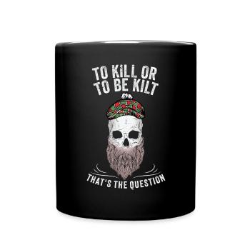 Schottischer Kilt Tracht - Schottenrock Schottland - Tasse einfarbig - Schwarz - Vorne