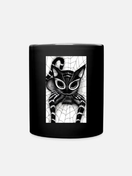 Spider Cat - Full Colour Mug - black