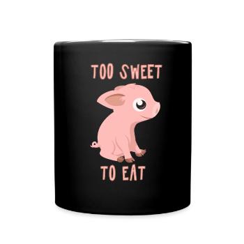 Piglets - TOO SWEET TO EAT - vegan fun4m3animal - Full Colour Mug - black - Front