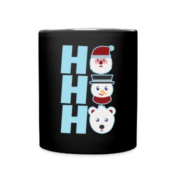 HoHoHo Funny Xmas Stuff Icon Santa Snowman & Bear - Full Colour Mug - black - Front