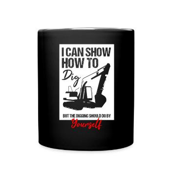Baggerrückenbagger für Baggerfahrer - Tasse einfarbig - Schwarz - Vorne