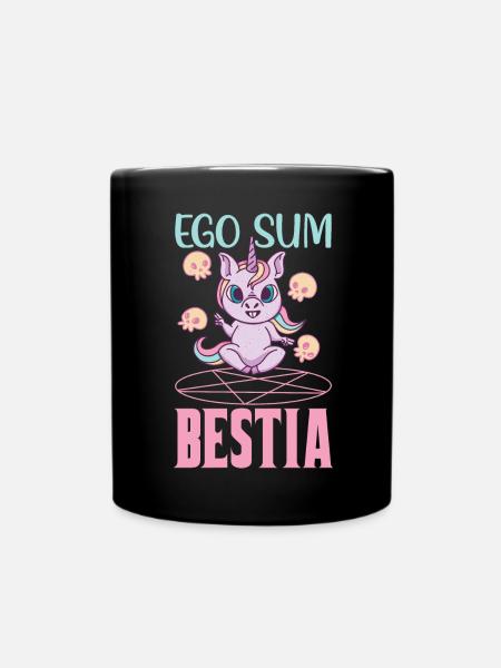 Metal Einhorn Pentagramm Baphomet Ego Sum Bestia - Tasse einfarbig - Schwarz