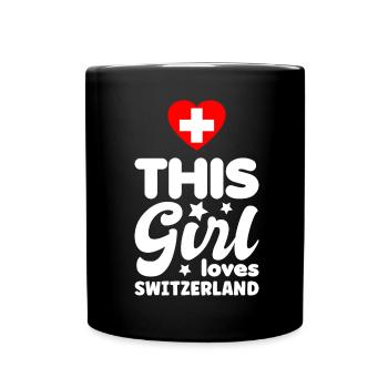 Switzerland Flag Vintage Cross Heart Swiss - Full Colour Mug - black - Front