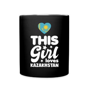 Kasachstan Flagge Kasachstan Fahne Kazakhstan - Tasse einfarbig - Schwarz - Vorne
