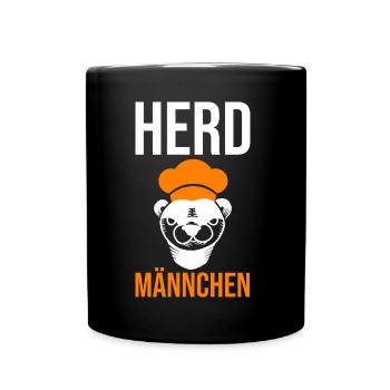 Herdmännchen Koch Kochschürze Hobbykoch Küche - Tasse einfarbig - Schwarz - Vorne