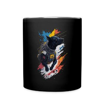 Illustration eines Hundes im Raumanzug - Tasse einfarbig - Schwarz - Vorne