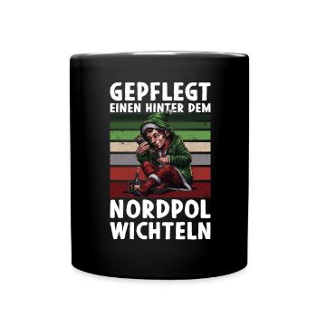 Weihnachten Wichtel Elf Wichteln Santa Bier Saufe - Tasse einfarbig - Schwarz - Vorne