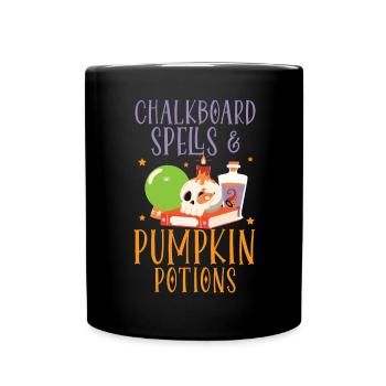 Chalkboard Magic & Pumpkin Potions Halloween - Full Colour Mug - black - Front