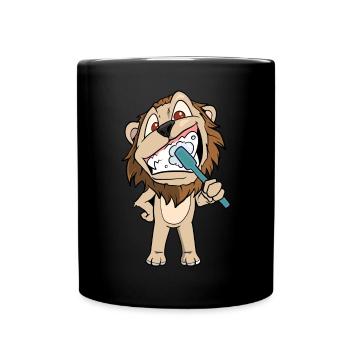 Lion Brushes His Teeth Sleep-T-Shirt - Full Colour Mug - black - Front