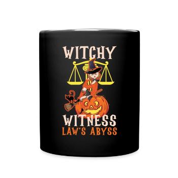 Witchy Witness Law's Abyss Scary Anwalt Halloween - Tasse einfarbig - Schwarz - Vorne