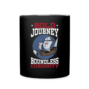 Des voyages audacieux Une curiosité sans bornes Jour de Christophe Colomb - Mug uni - noir - Devant
