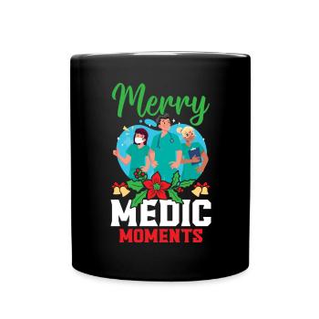 Merry Medic Moments Krankenschwester Weihnachten - Tasse einfarbig - Schwarz - Vorne