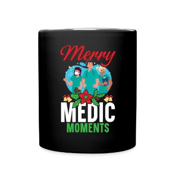 Merry Medic Moments Krankenschwester Weihnachten - Tasse einfarbig - Schwarz - Vorne