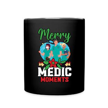 Merry Medic Moments Krankenschwester Weihnachten - Tasse einfarbig - Schwarz - Vorne