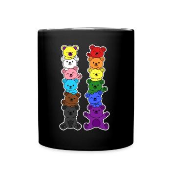 Pride Progress Flagge Bären für Gleichberechtigung - Tasse einfarbig - Schwarz - Vorne
