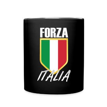 Forza Italia Italien Wappen - Tasse einfarbig - Schwarz - Vorne
