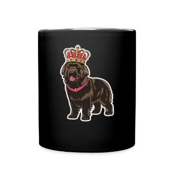 Cartoon Neufundländer, niedliches Motiv mit Krone - Tasse einfarbig - Schwarz - Vorne