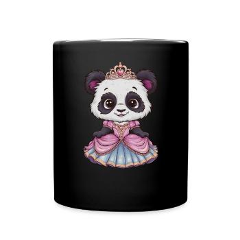 Kawaii Panda im Prinzessinnenkleid - Tasse einfarbig - Schwarz - Vorne