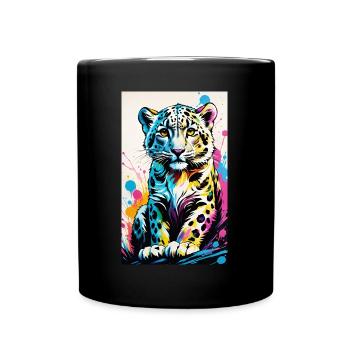 Schneeleopard | Leopard | Raubtier - Tasse einfarbig - Schwarz - Vorne