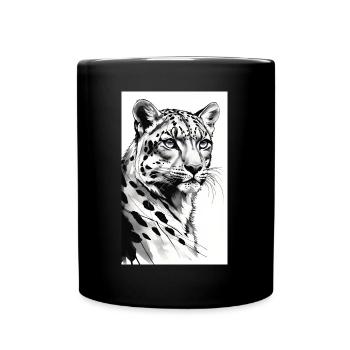Schneeleopard | Leopard | Raubtier - Tasse einfarbig - Schwarz - Vorne