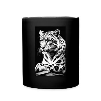Léopard des neiges | Léopard | Prédateur - Mug uni - noir - Devant