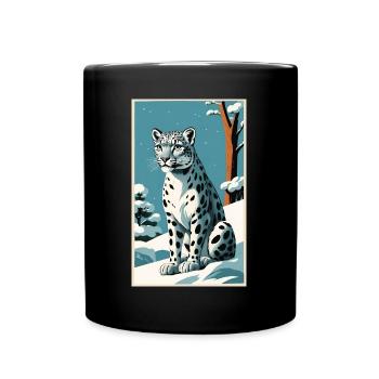 Schneeleopard | Leopard | Raubtier - Tasse einfarbig - Schwarz - Vorne
