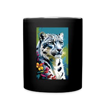 Schneeleopard | Leopard | Raubtier - Tasse einfarbig - Schwarz - Vorne