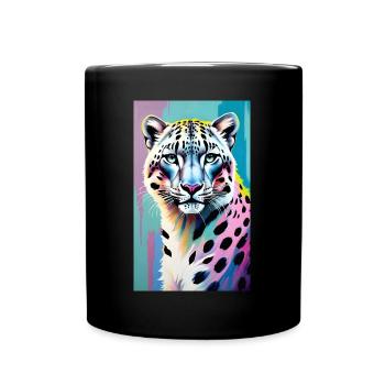 Schneeleopard | Leopard | Raubtier - Tasse einfarbig - Schwarz - Vorne