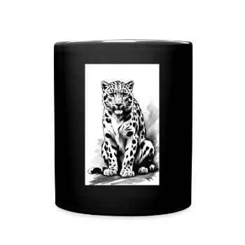 Léopard des neiges | Léopard | Prédateur - Mug uni - noir - Devant