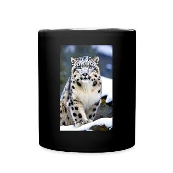 Schneeleopard | Leopard | Raubtier - Tasse einfarbig - Schwarz - Vorne