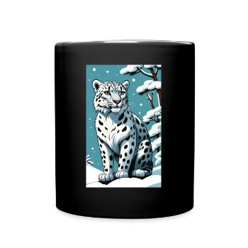 Schneeleopard | Leopard | Raubtier - Tasse einfarbig - Schwarz - Vorne