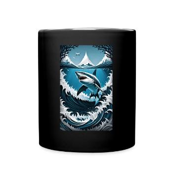Shark | Great White Shark | Sea Creature | Fish - Full Colour Mug - black - Front