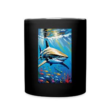 Shark | Great White Shark | Sea Creature | Fish - Full Colour Mug - black - Front
