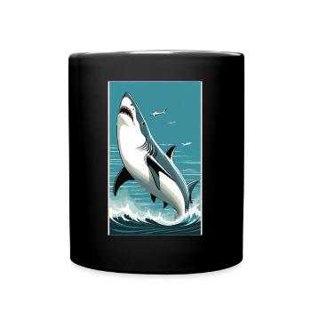Shark | Great White Shark | Sea Creature | Fish - Full Colour Mug - black - Front